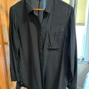 Athleta Black Long-Sleeve Button Blouse